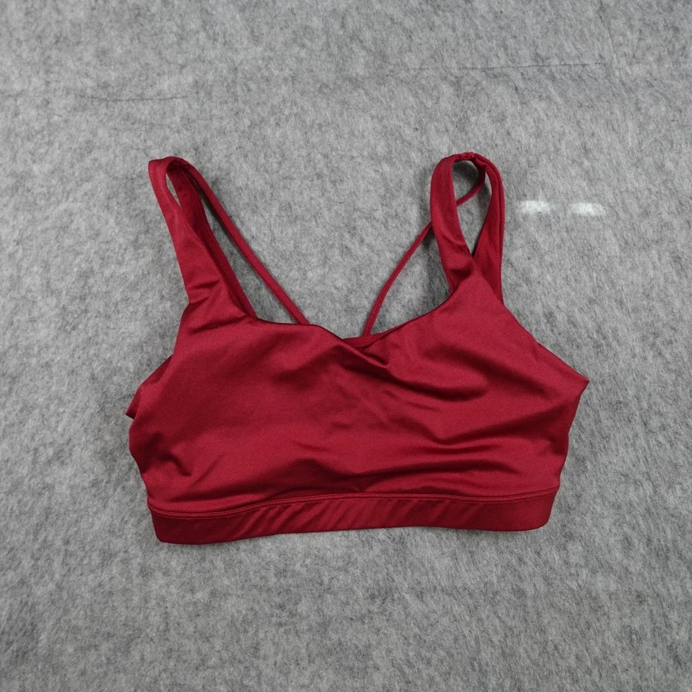 Athleta Bra Womens Medium D-DD Red Exhale Shine Strappy Athletic Run Gym Workout